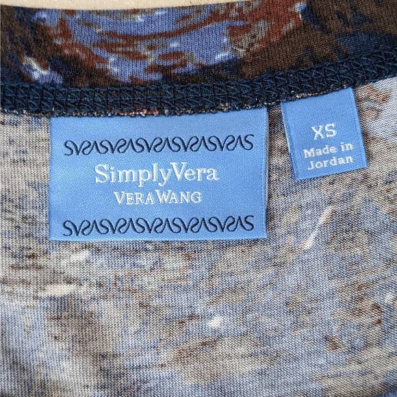 Simply Vera Abstract Floral Pleated Puff Sleeve Embellished Knit Top Size XS NWT - Picture 7 of 7